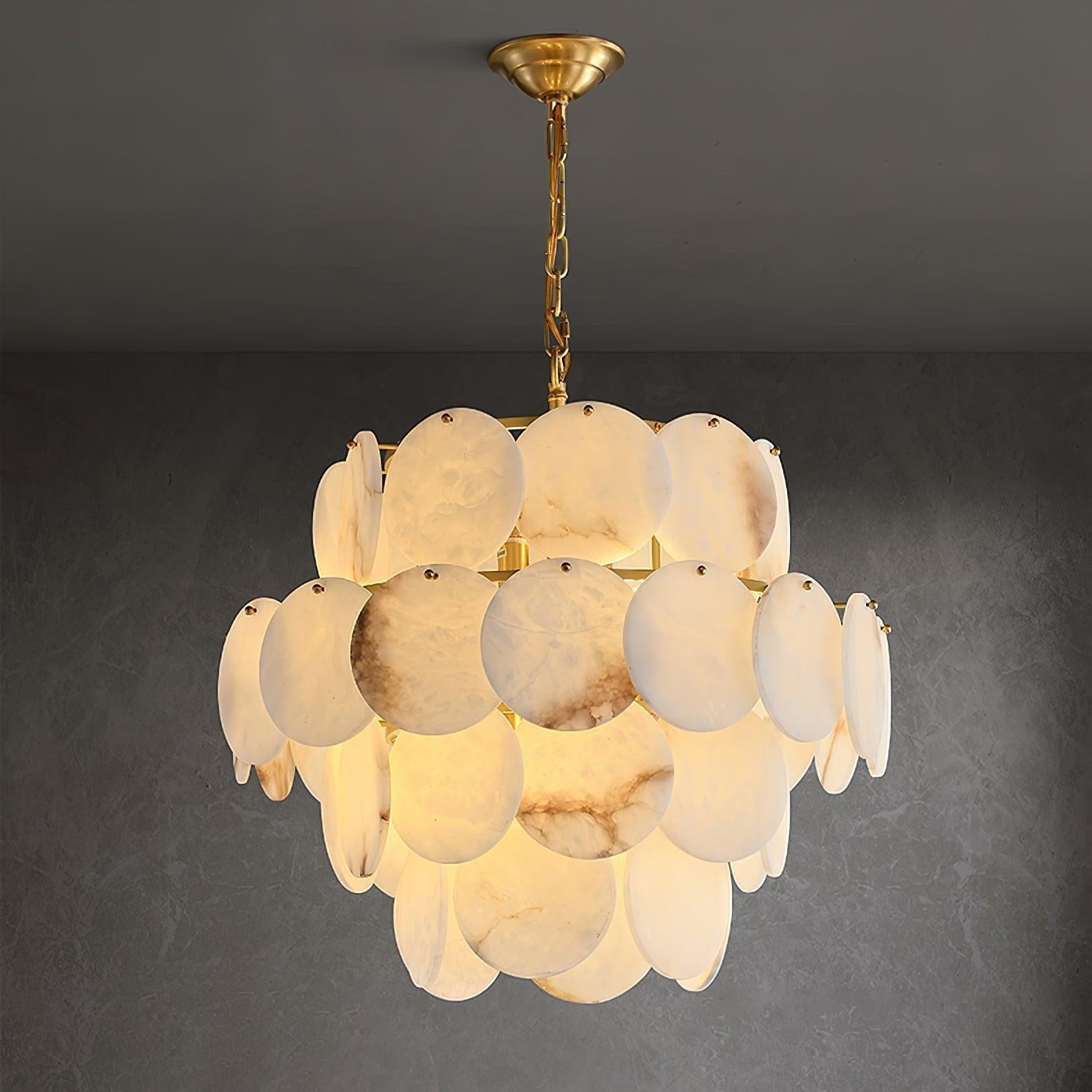 Alabaster Shell Brass Chandelier with 2/3/4/5/6 layer