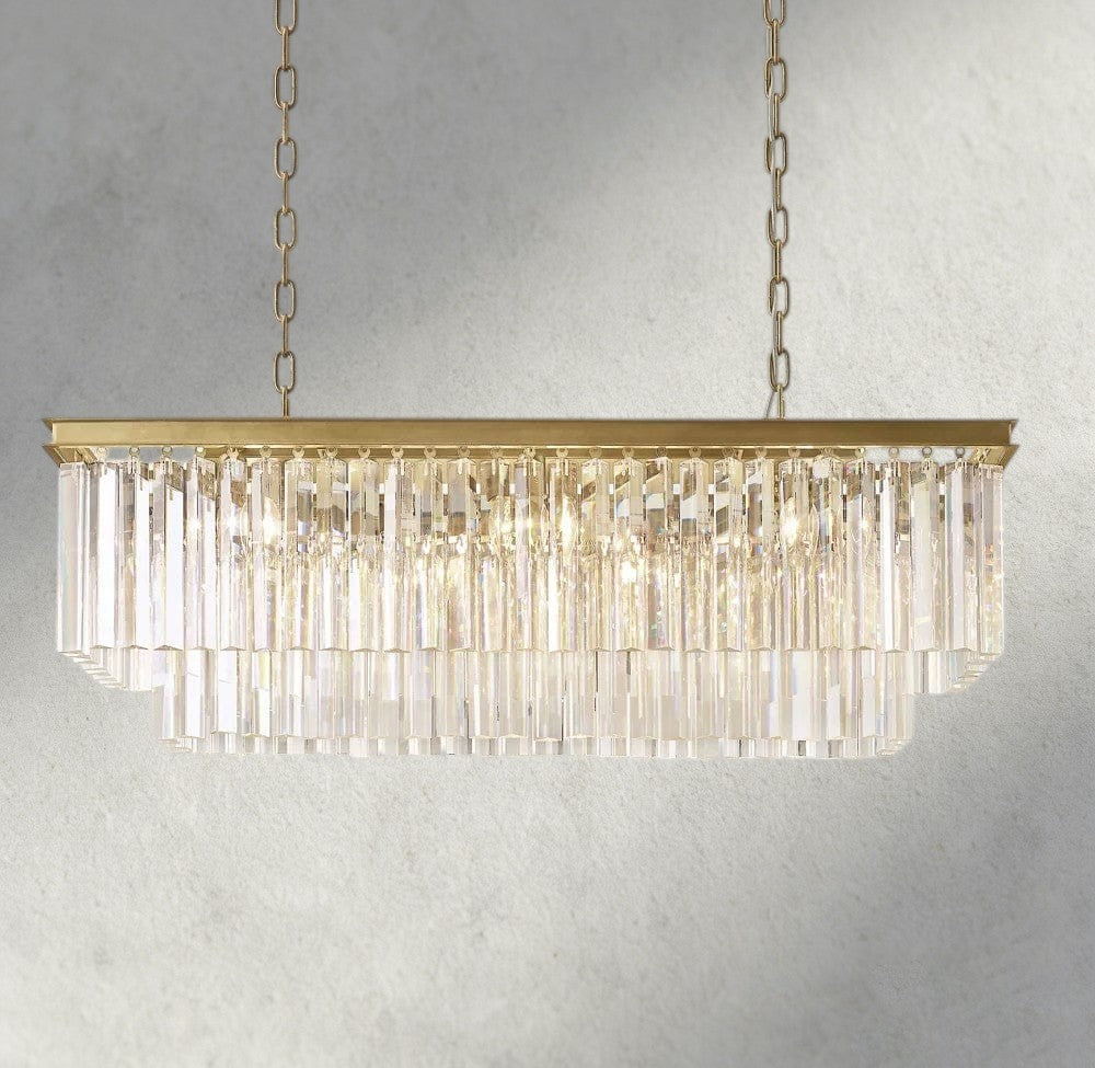 40" / Brass 1920S Odeon Rectangular Chandelier 40", 49", 59"