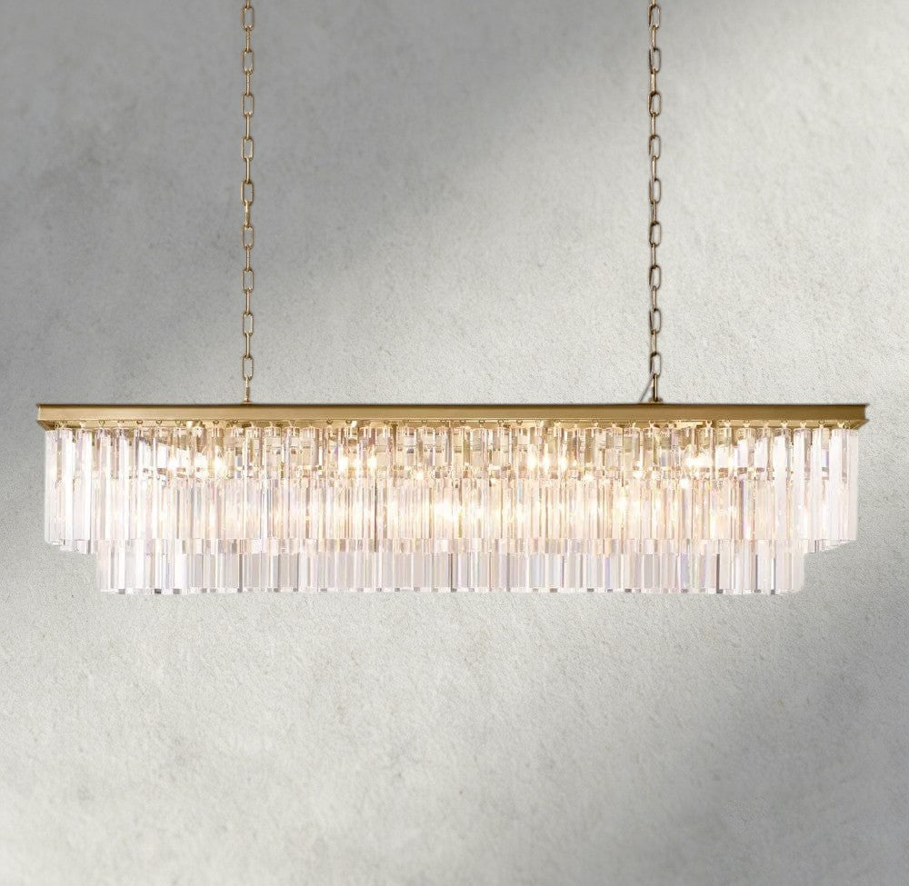 59" / Brass 1920S Odeon Rectangular Chandelier 40", 49", 59"