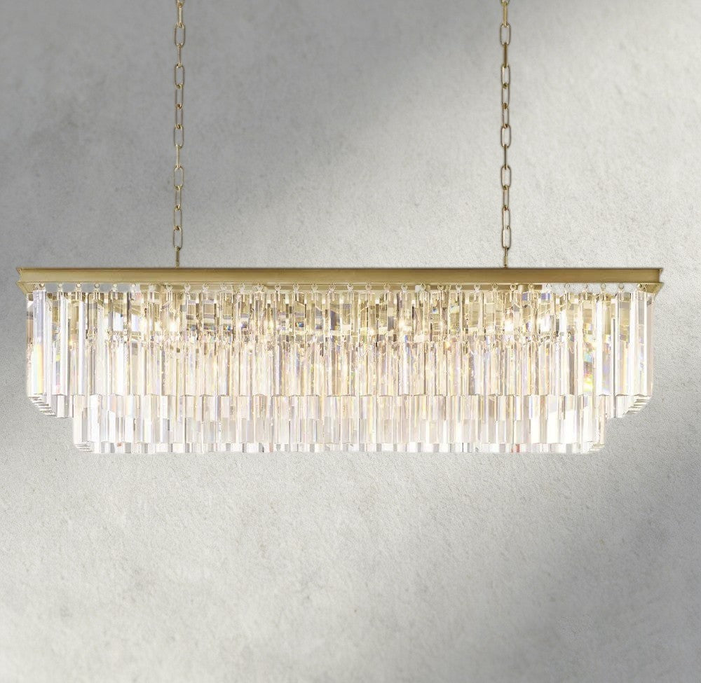 49" / Brass 1920S Odeon Rectangular Chandelier 40", 49", 59"