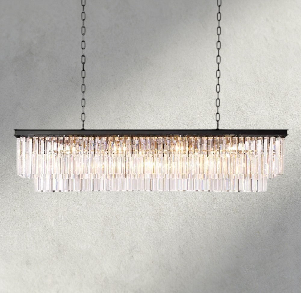 59" / Bronze 1920S Odeon Rectangular Chandelier 40", 49", 59"