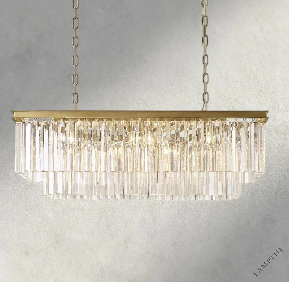 40" / Brass 1920S Odeon Rectangular Chandelier 40", 49", 59"