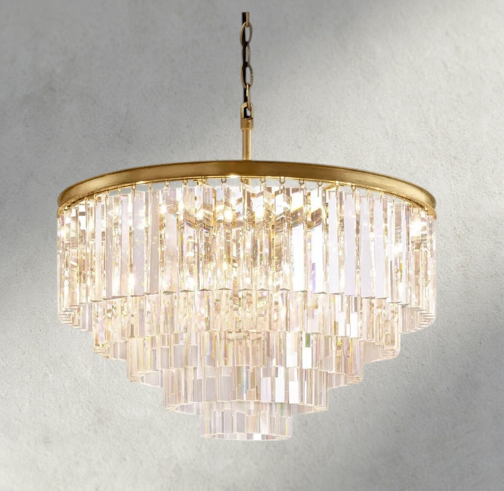 32" / Brass 1920s Odeon Round Chandelier 20", 32", 44"