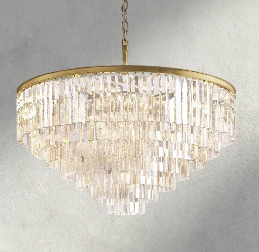 44" / Brass 1920s Odeon Round Chandelier 20", 32", 44"