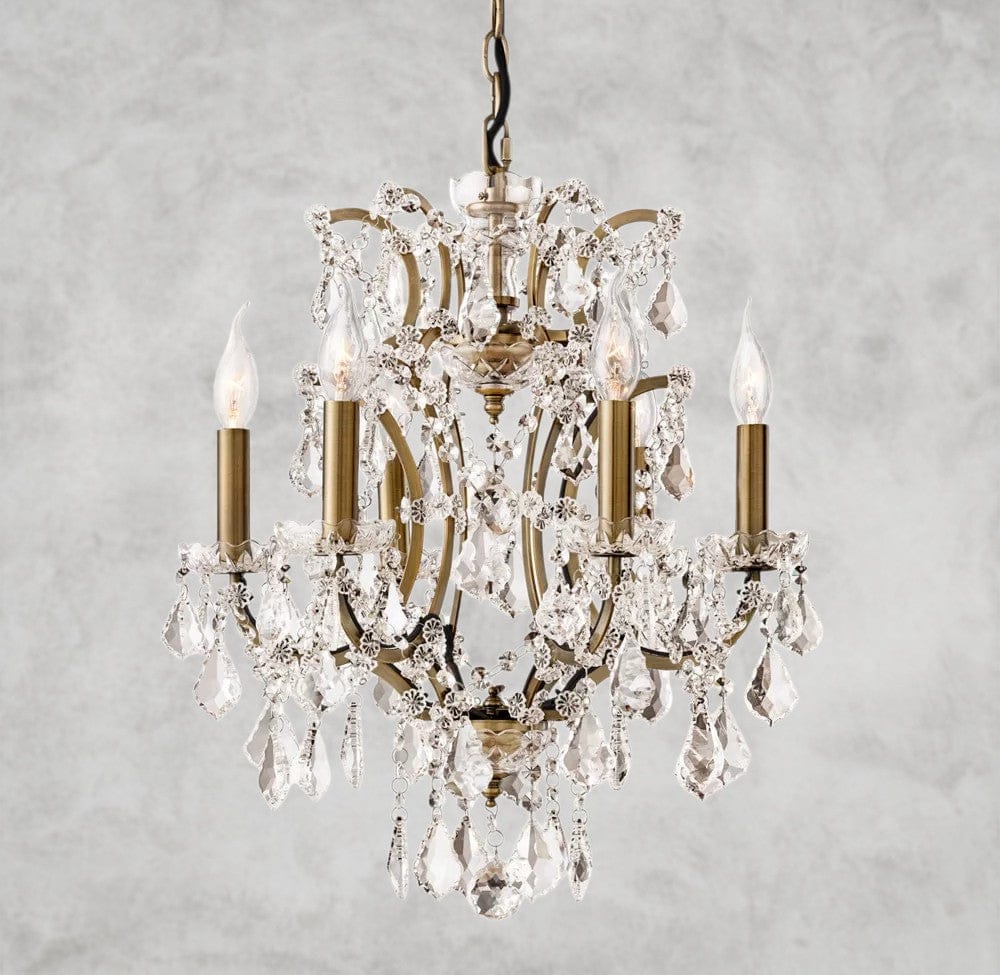 18" / Brass/Clear Crystal 19th C. Rococo Iron & Crystal Round Chandelier 18", 28", 33", 40", 60", 101"