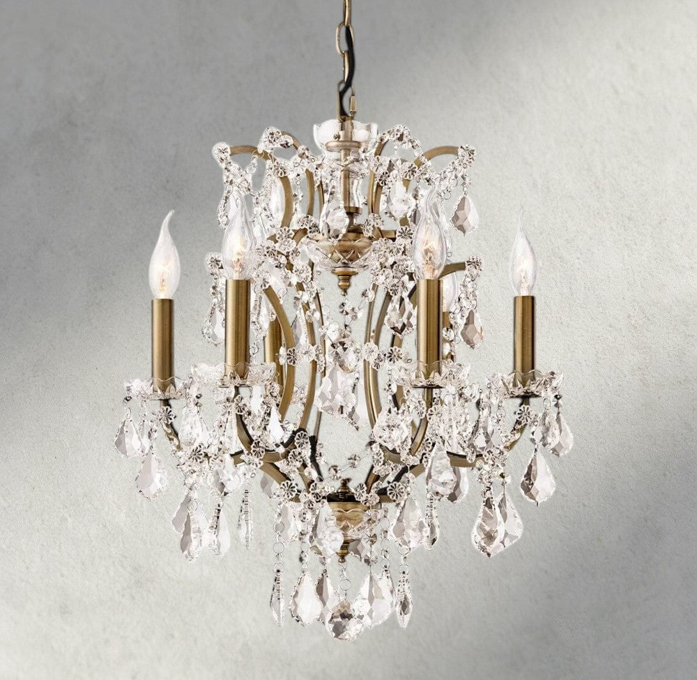 18" / Brass/Clear Crystal 19th C. Rococo Iron & Crystal Round Chandelier 18", 28", 33", 40", 60", 101"