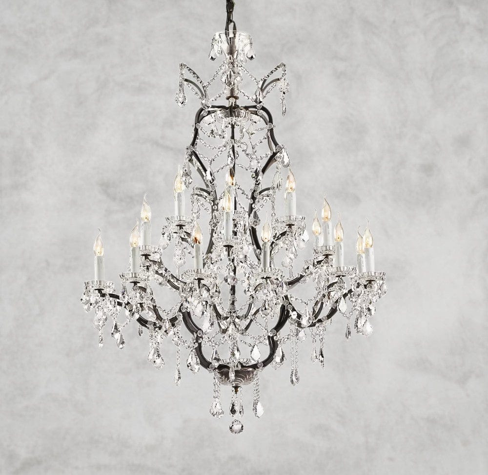 40" / Bronze/ Clear Crystal 19th C. Rococo Iron & Crystal Round Chandelier 18", 28", 33", 40", 60", 101"