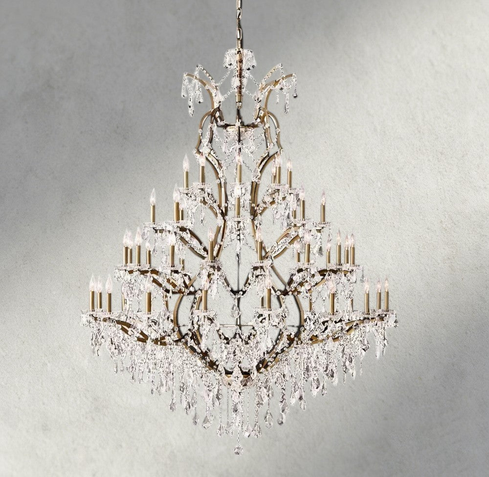 60" / Brass/Clear Crystal 19th C. Rococo Iron & Crystal Round Chandelier 18", 28", 33", 40", 60", 101"