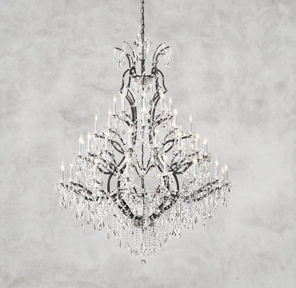60" / Bronze/ Clear Crystal 19th C. Rococo Iron & Crystal Round Chandelier 18", 28", 33", 40", 60", 101"