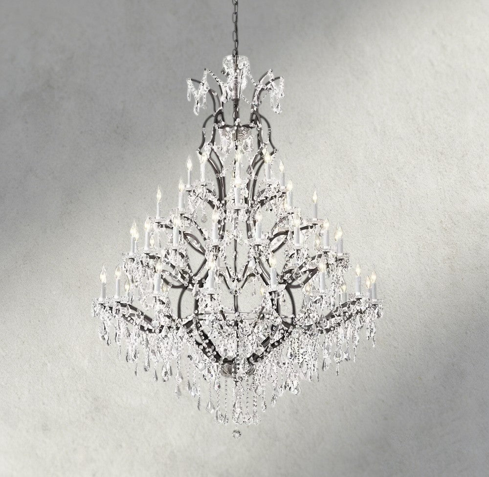 60" / Bronze/ Clear Crystal 19th C. Rococo Iron & Crystal Round Chandelier 18", 28", 33", 40", 60", 101"