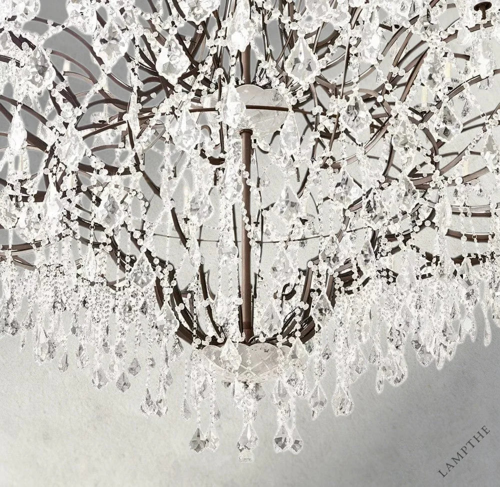 19th C. Rococo Iron & Crystal Round Chandelier 18", 28", 33", 40", 60", 101"