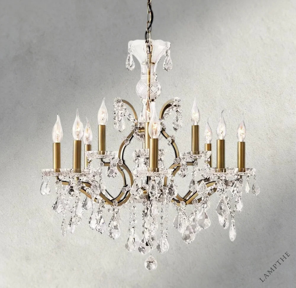 28" / Brass/Clear Crystal 19th C. Rococo Iron & Crystal Round Chandelier 18", 28", 33", 40", 60", 101"