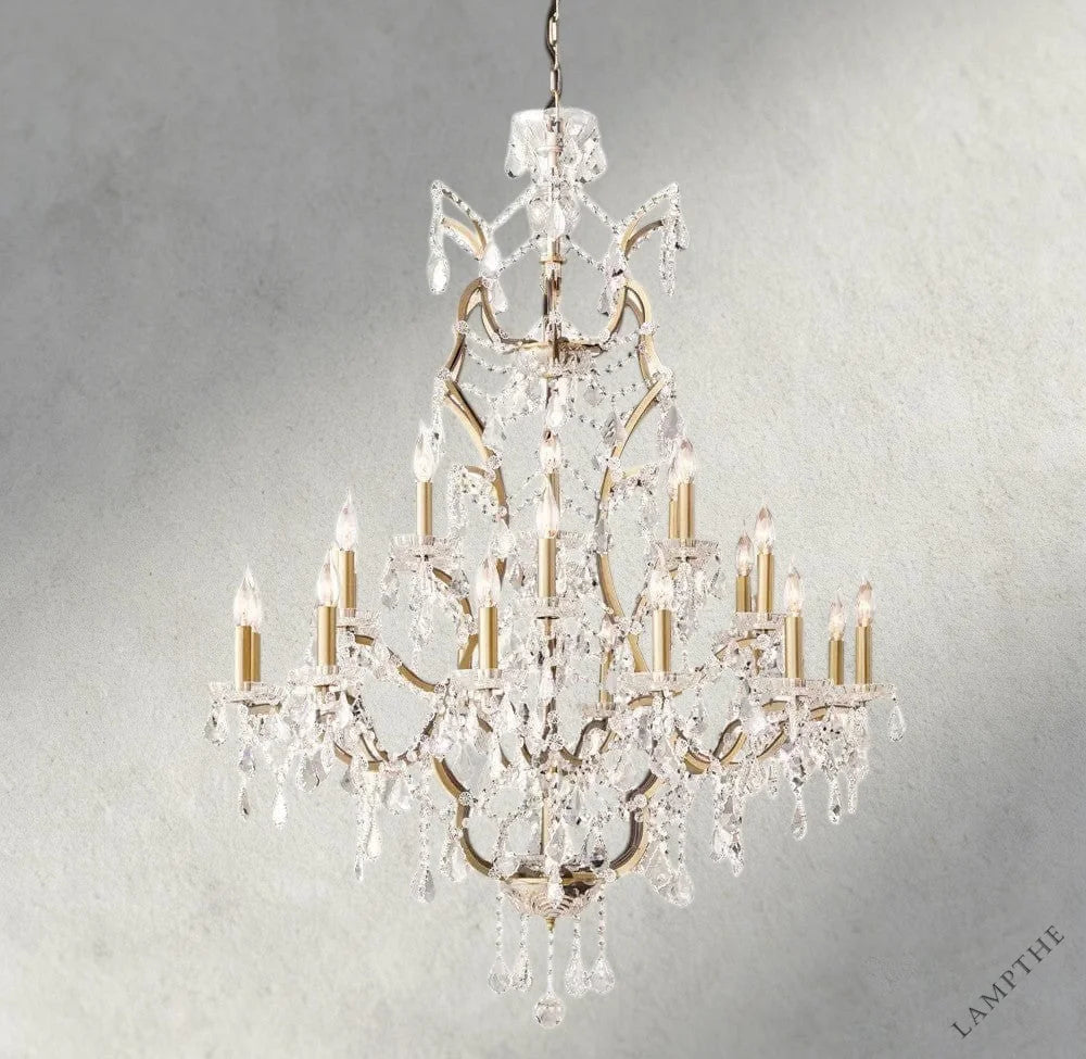 40" / Brass/Clear Crystal 19th C. Rococo Iron & Crystal Round Chandelier 18", 28", 33", 40", 60", 101"