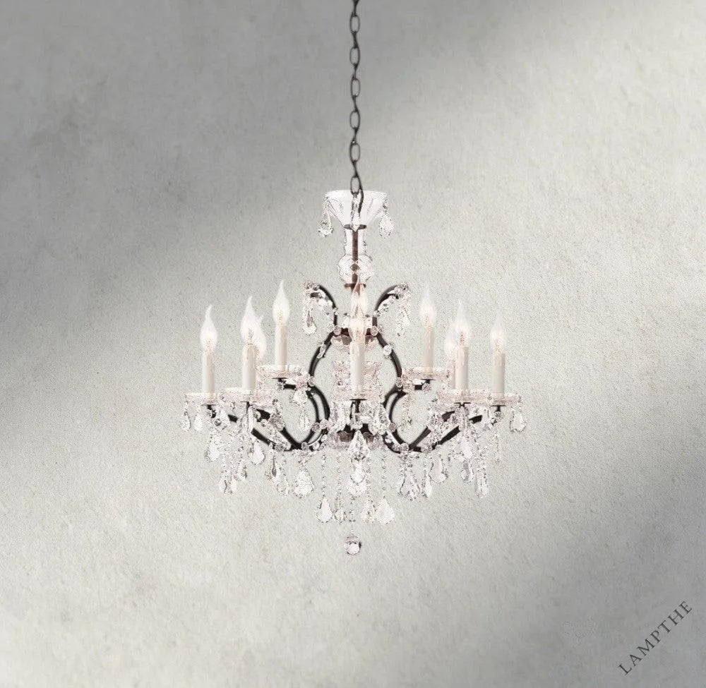 28" / Bronze/ Clear Crystal 19th C. Rococo Iron & Crystal Round Chandelier 18", 28", 33", 40", 60", 101"