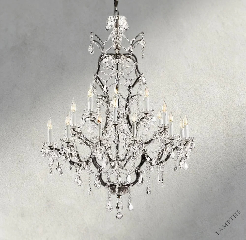 40" / Bronze/ Clear Crystal 19th C. Rococo Iron & Crystal Round Chandelier 18", 28", 33", 40", 60", 101"