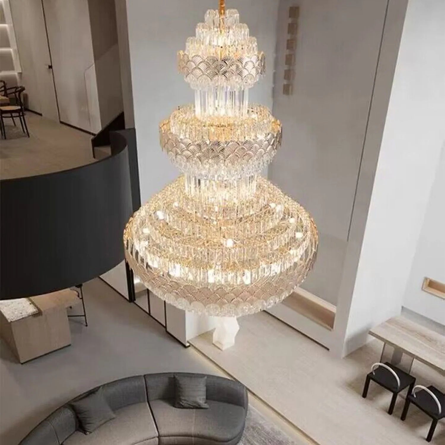 Patine Multi-layers Gold Crystal Chandelier