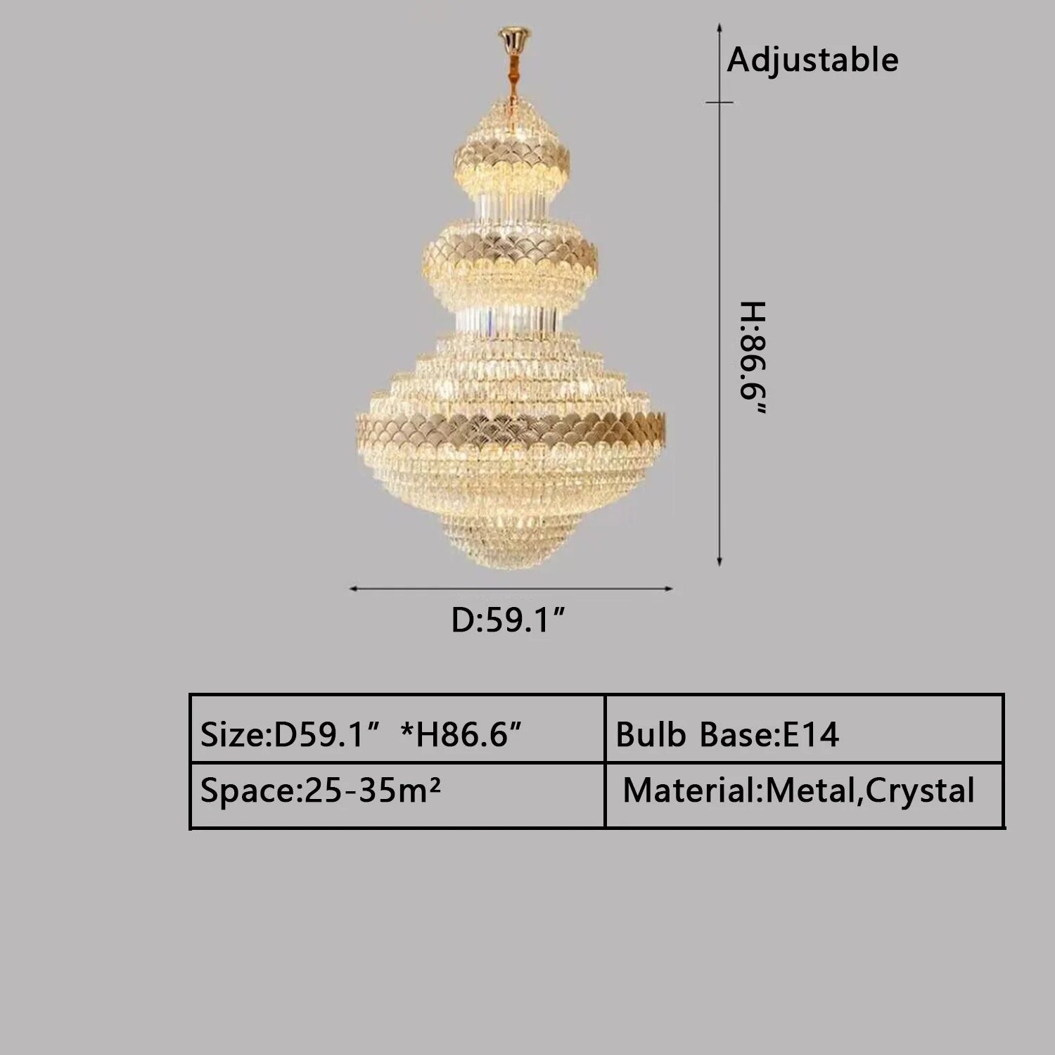 Patine Multi-layers Gold Crystal Chandelier