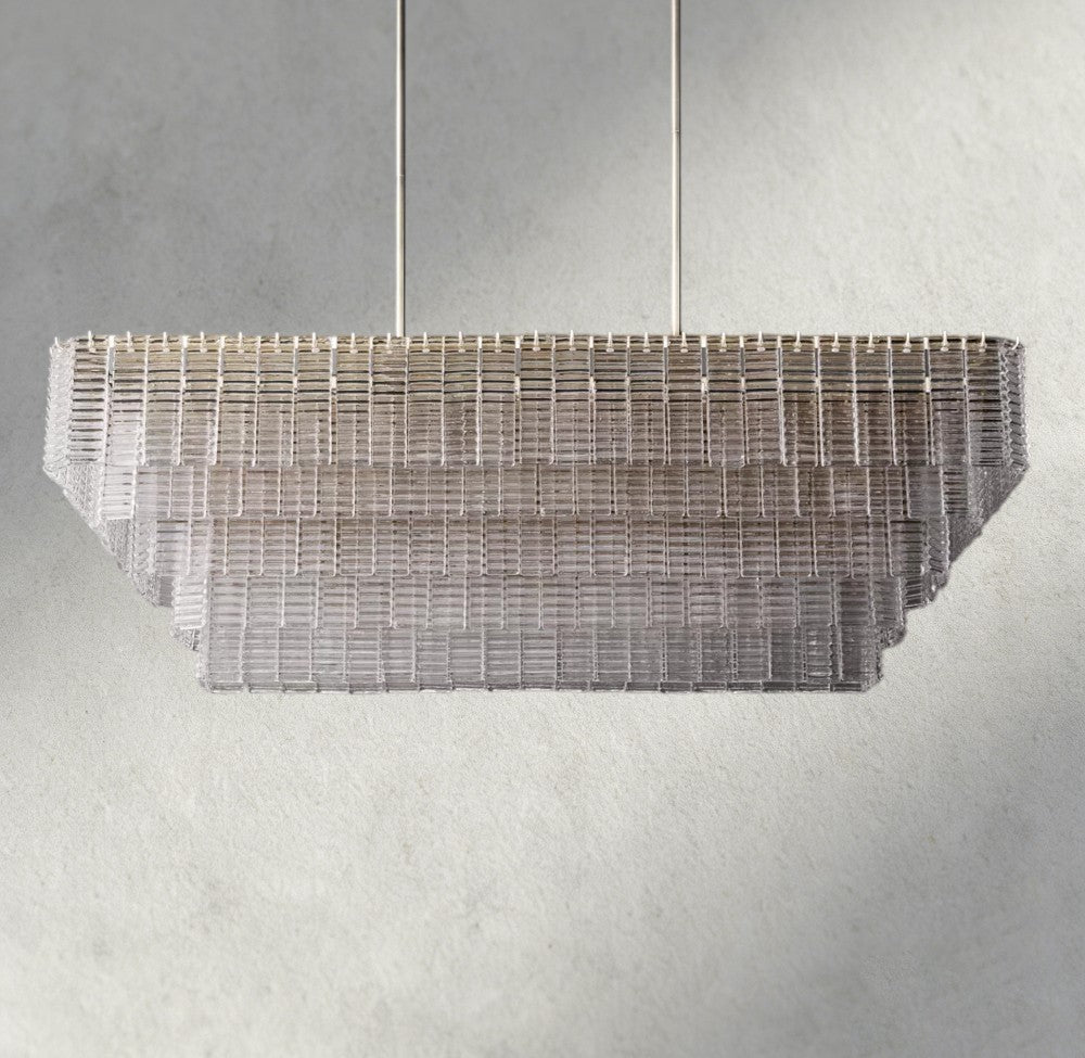 Sirene Clear Glass Rectangular Chandelier 59"