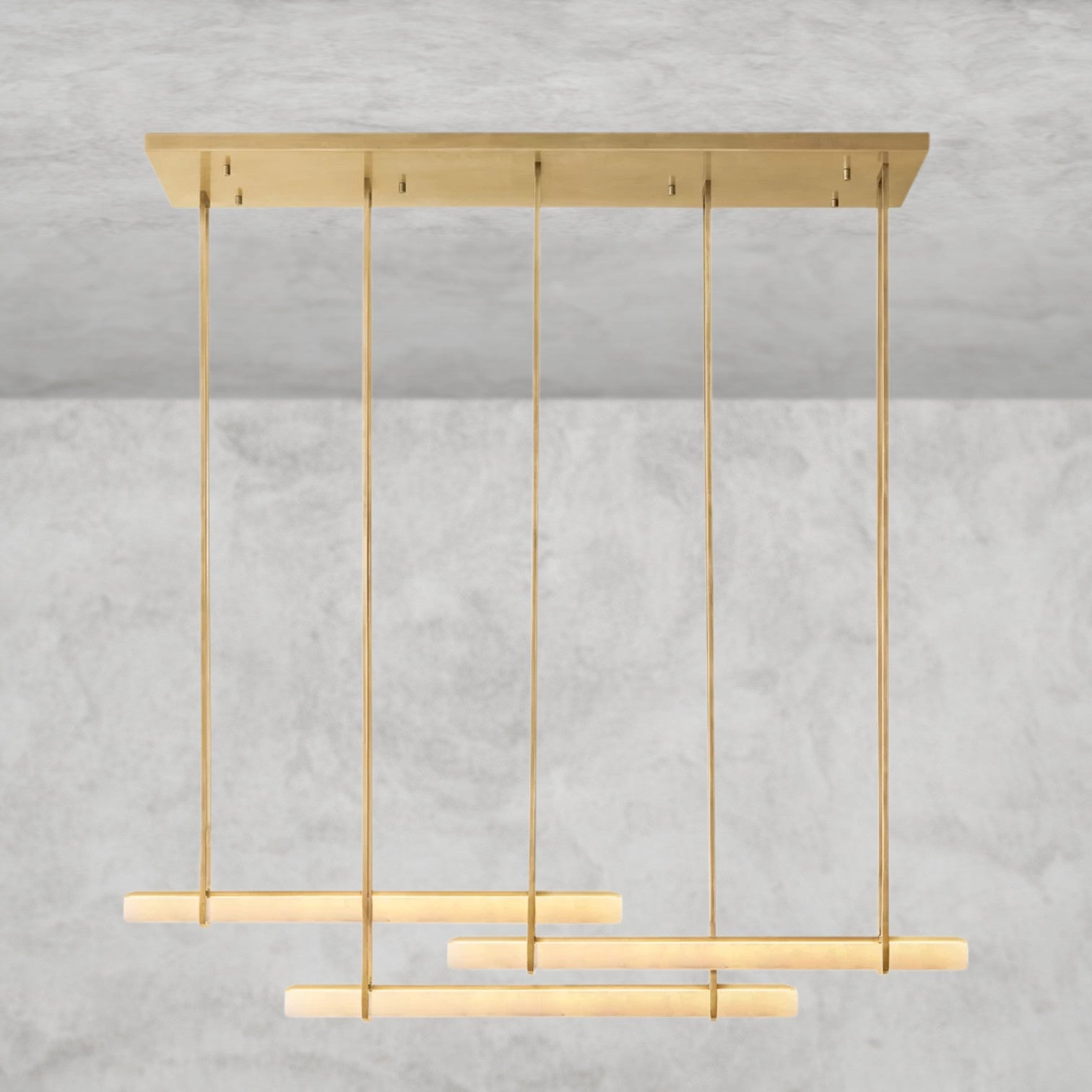 Audubon Alabaster Triple Bar Linear Chandelier