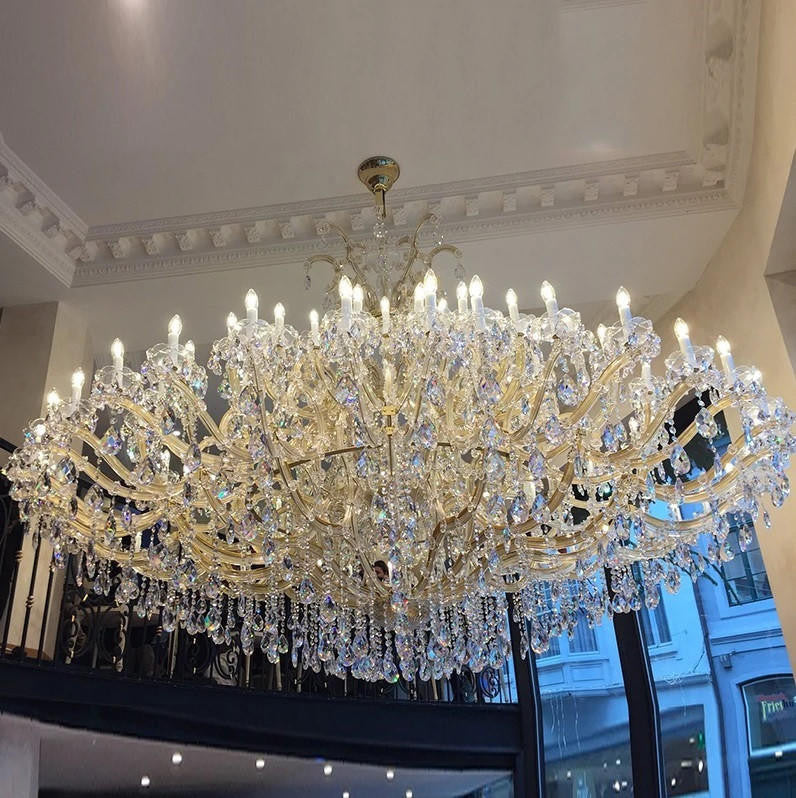 Natalina: Huge Brass Chandelier - Chandelier For Restaurants - Extra Large Chandeliers For High Ceilings