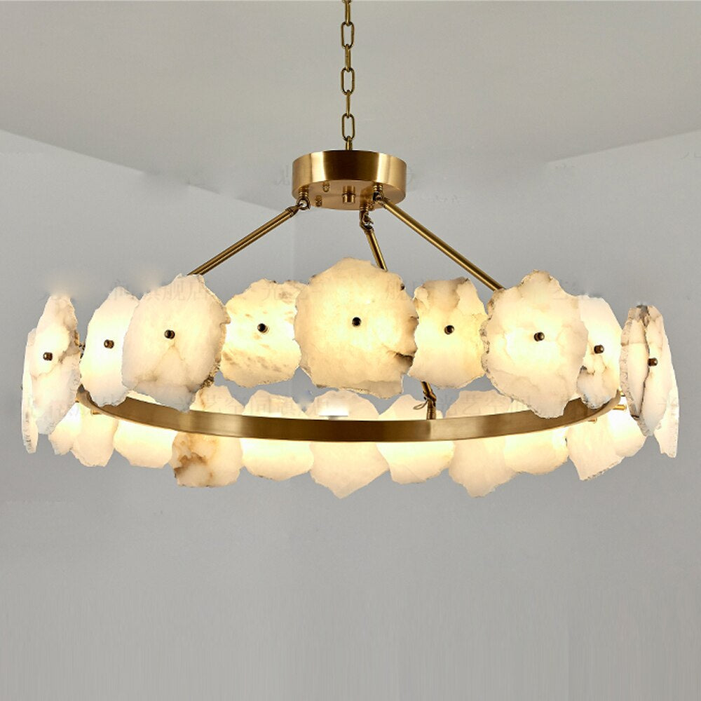 Noes Alabaster Modern Round Chandelier