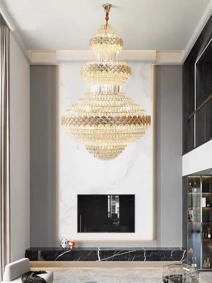 Patine Multi-layers Gold Crystal Chandelier
