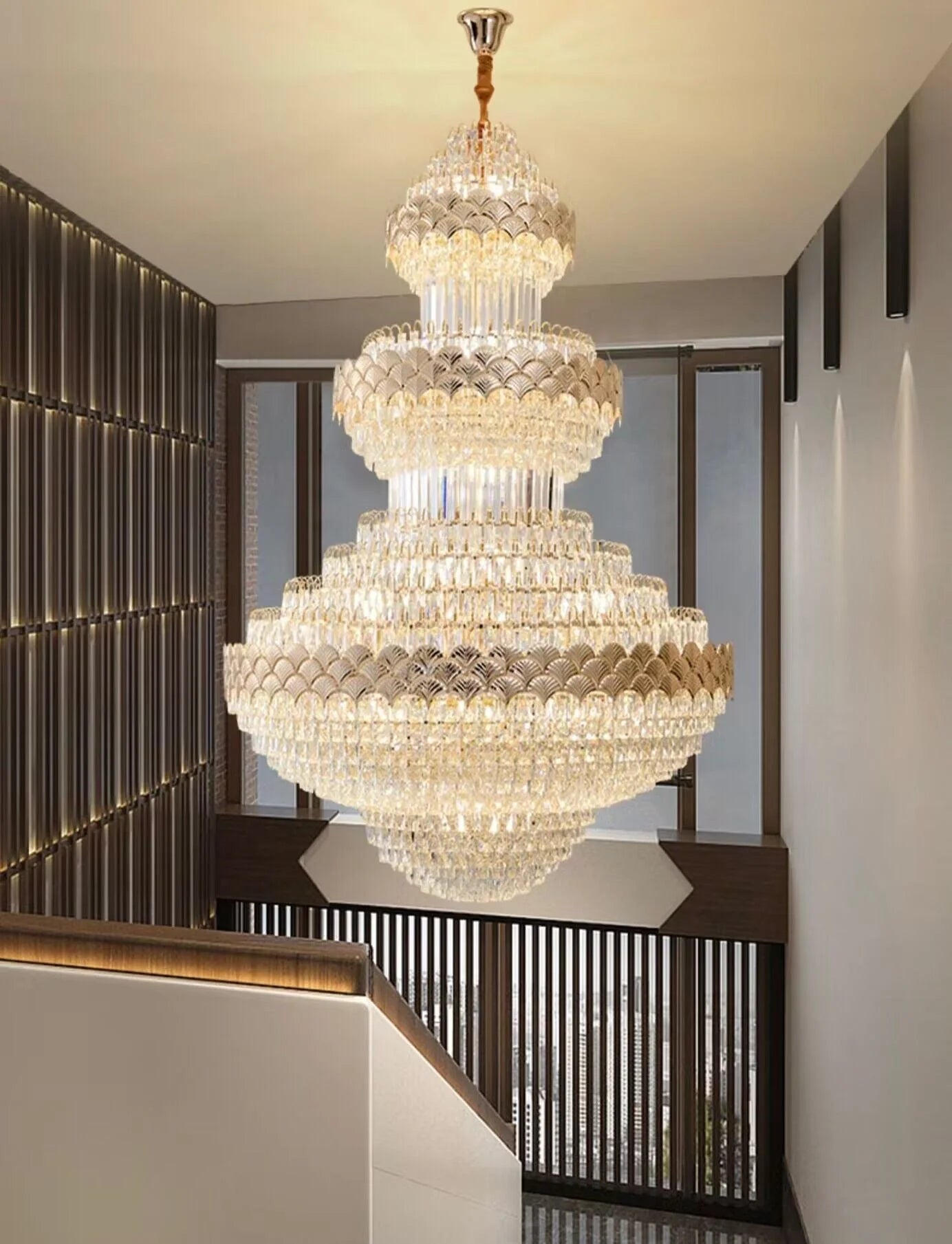 Patine Multi-layers Gold Crystal Chandelier