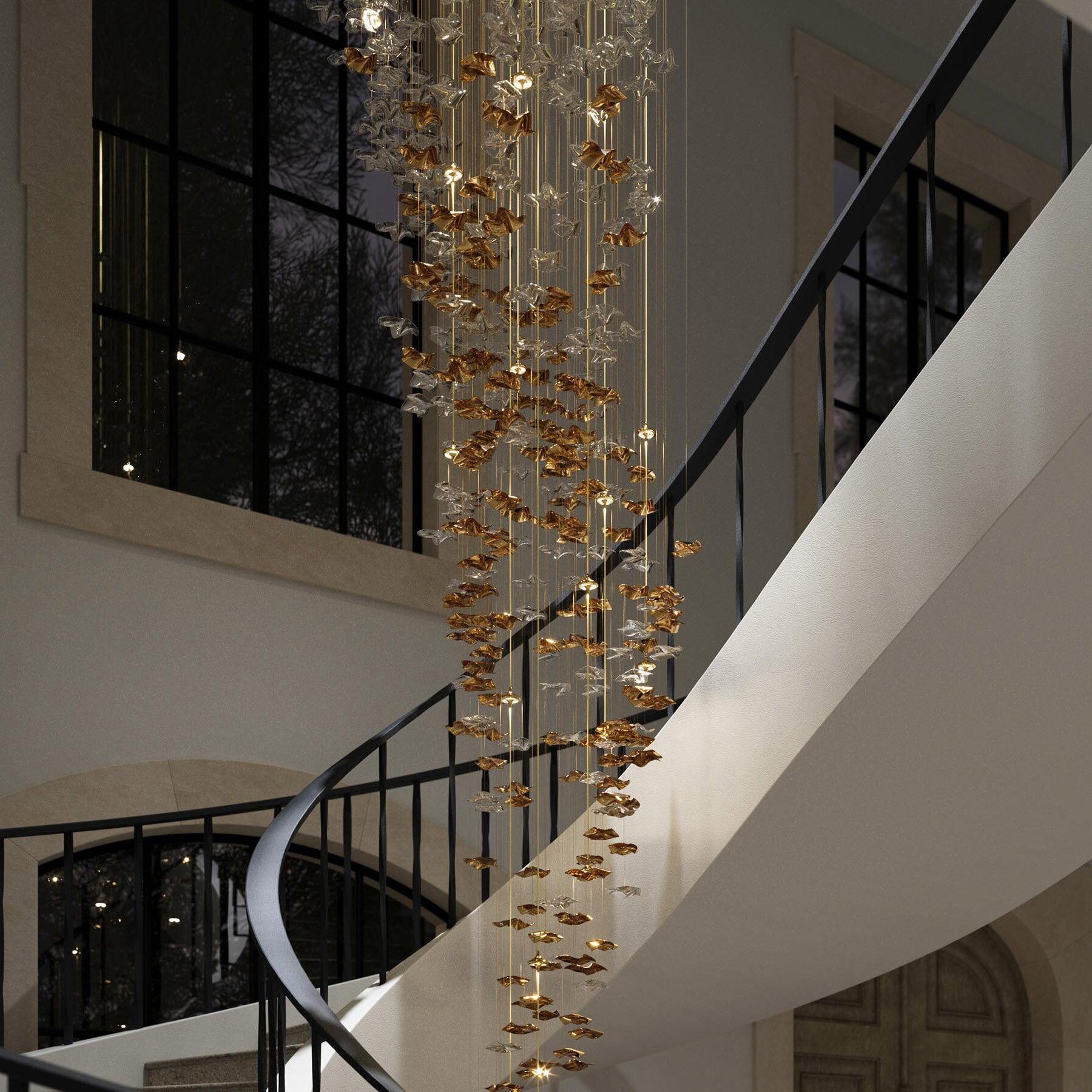 Sand sea Square Glass Spiral Chandelier
