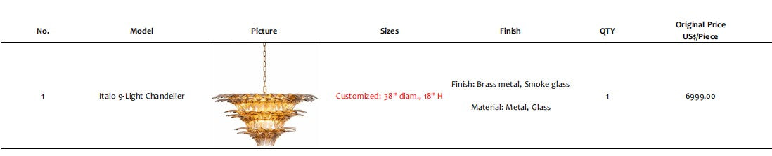 Italo 9-Light Chandelier - Customized