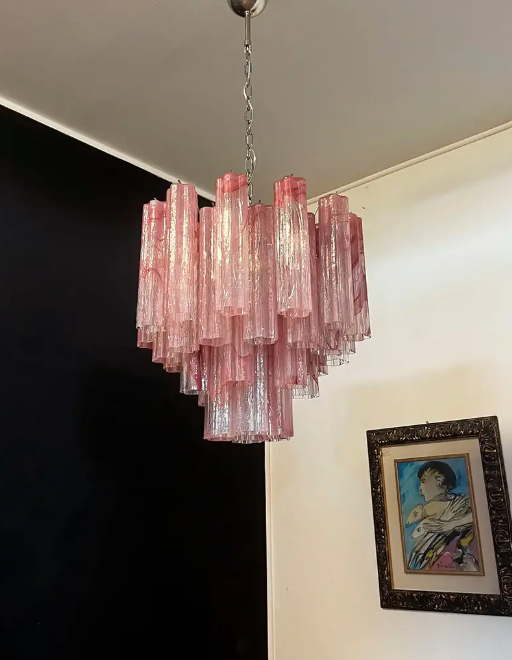 Murano Chandelier – 36 tubes – Alabaster Pink