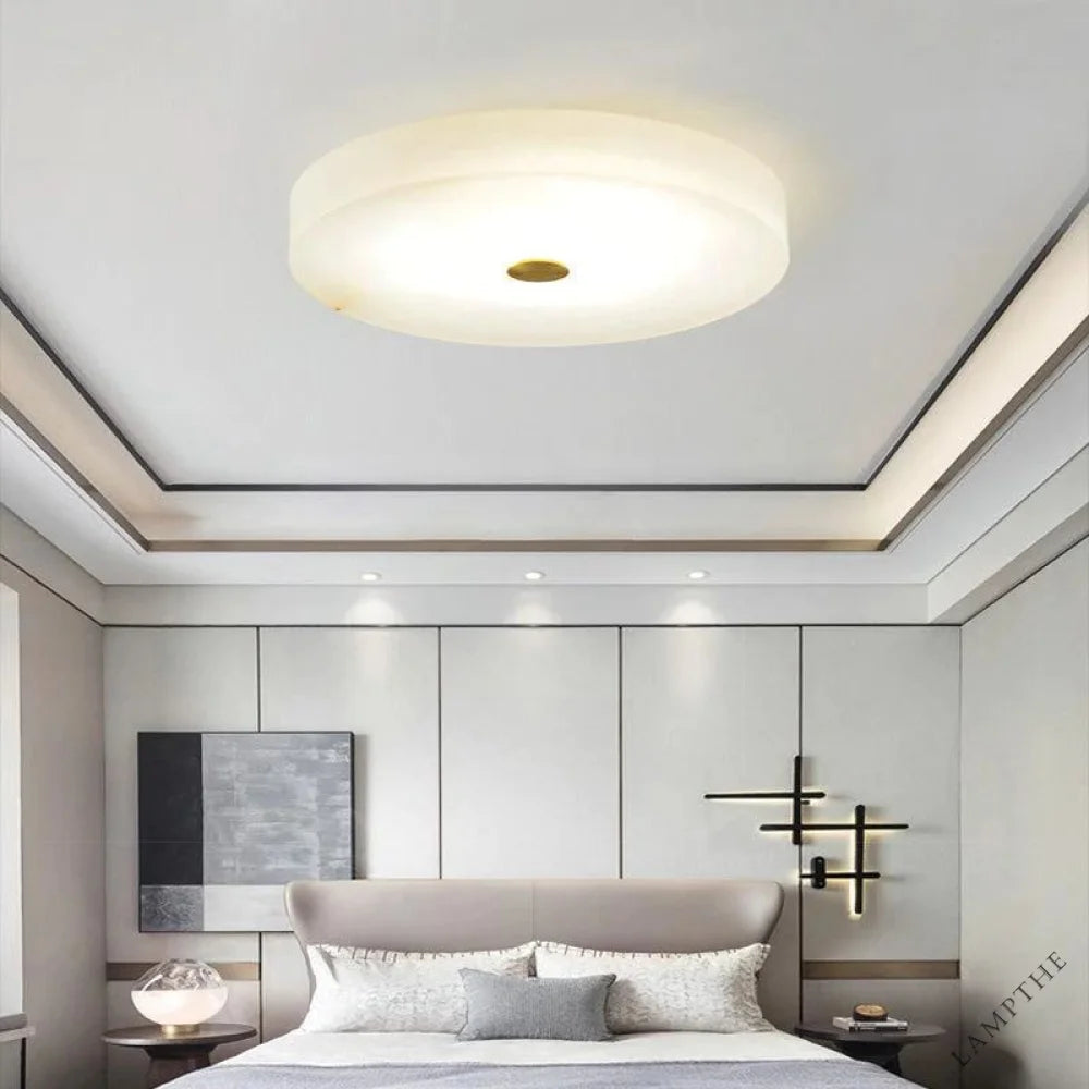 Alabaster Flush Mounted Round Led Chandelier - jchandelier
