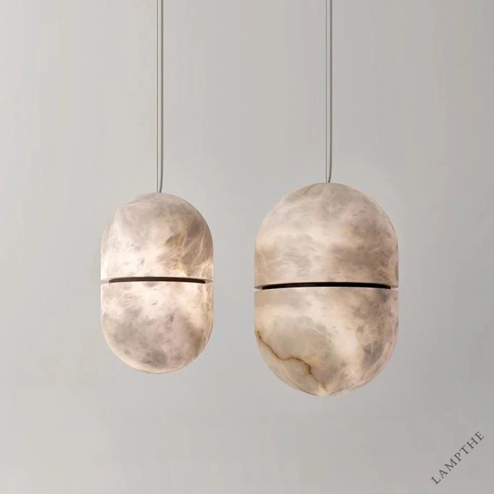 Alabaster Oval Art Pendant Light