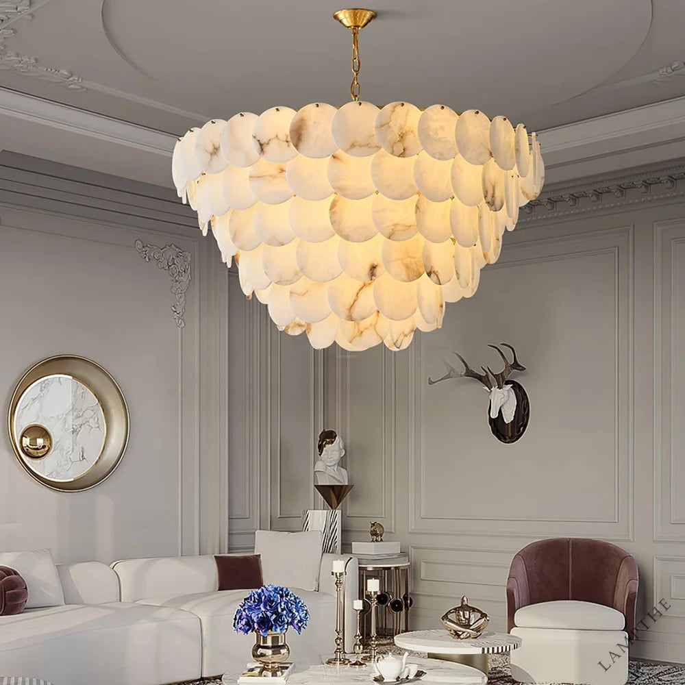Alabaster Shell Brass Chandelier with 2/3/4/5/6 layer