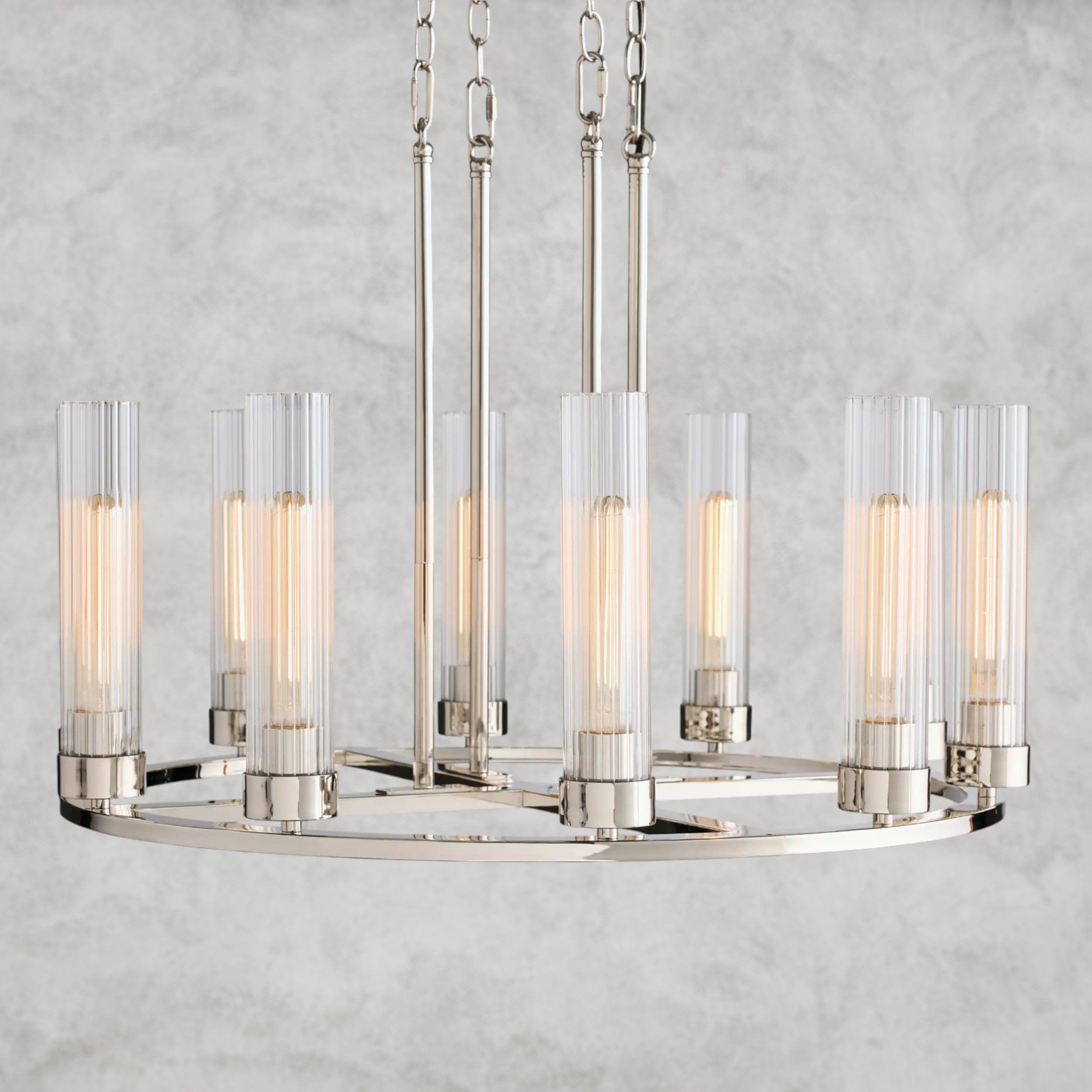 10 Light / Nickle Andreas Round Chandelier 10/ 12 Light