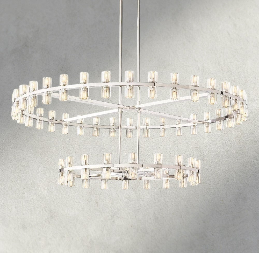 Nickel Arcachon LED Round Two-Tier Chandelier 60"