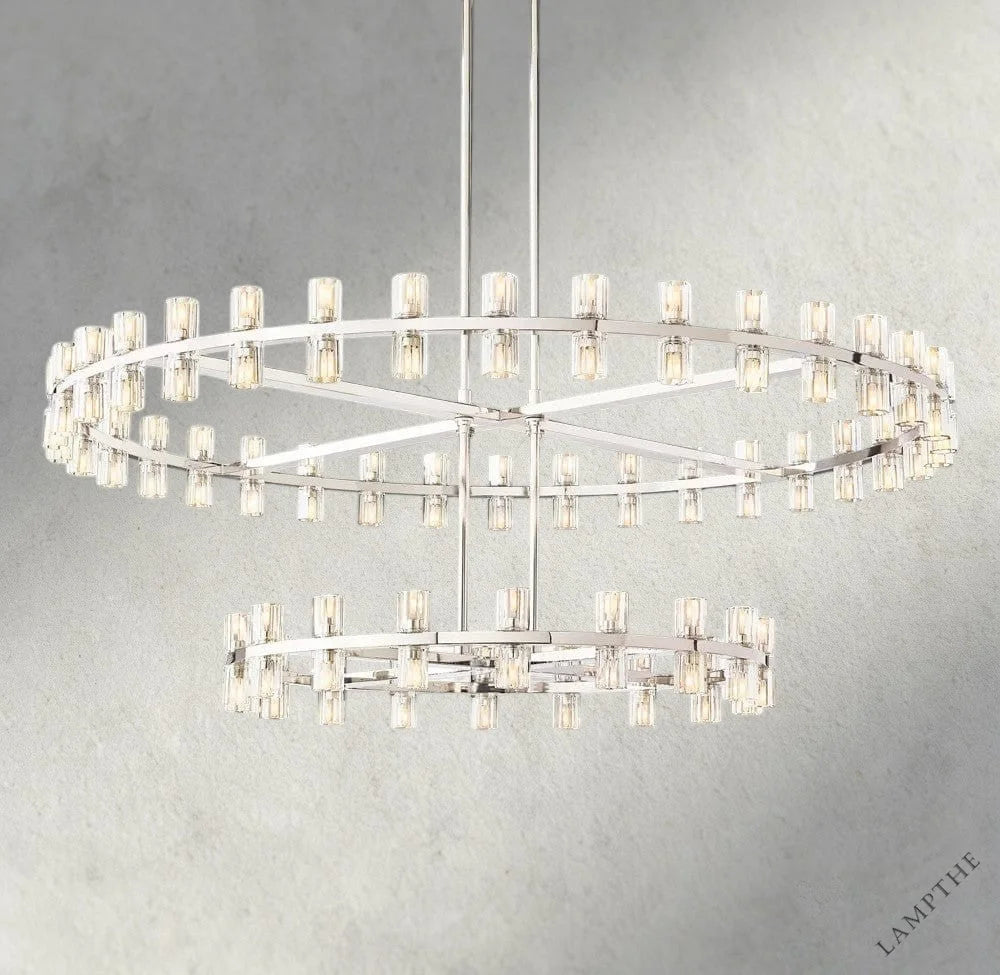 Nickel Arcachon LED Round Two-Tier Chandelier 60"