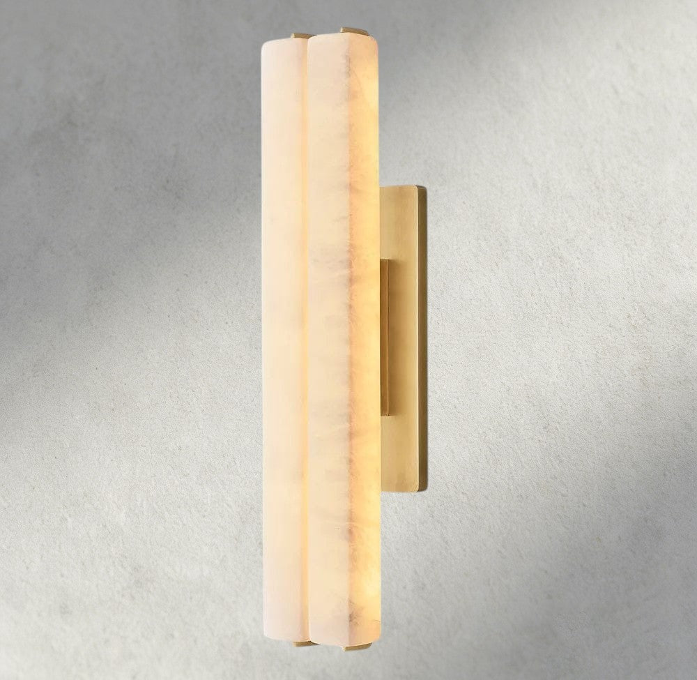 25" / Brass Audubon Alabaster Double Sconce