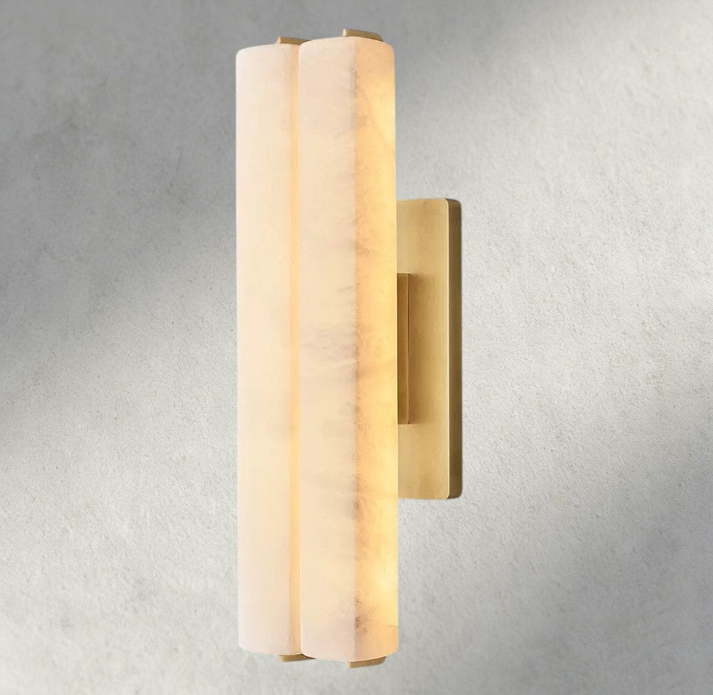 19" / Brass Audubon Alabaster Double Sconce