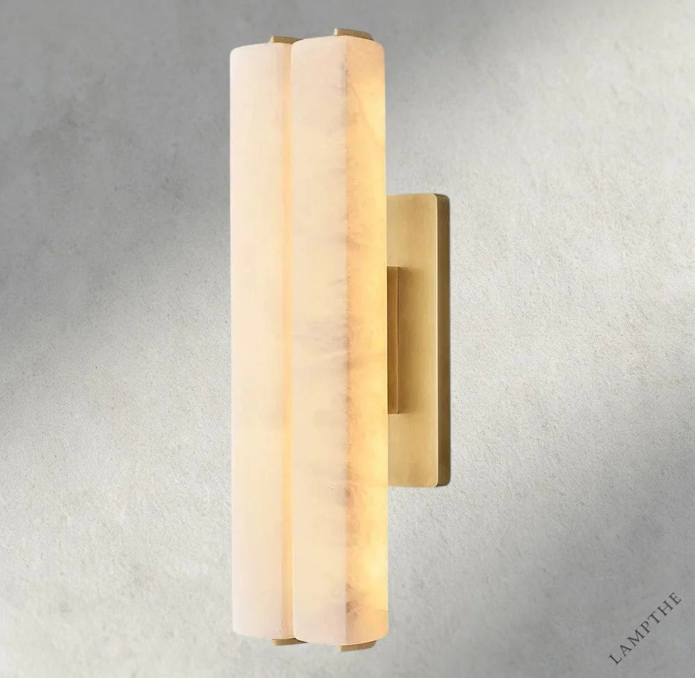 19" / Brass Audubon Alabaster Double Sconce