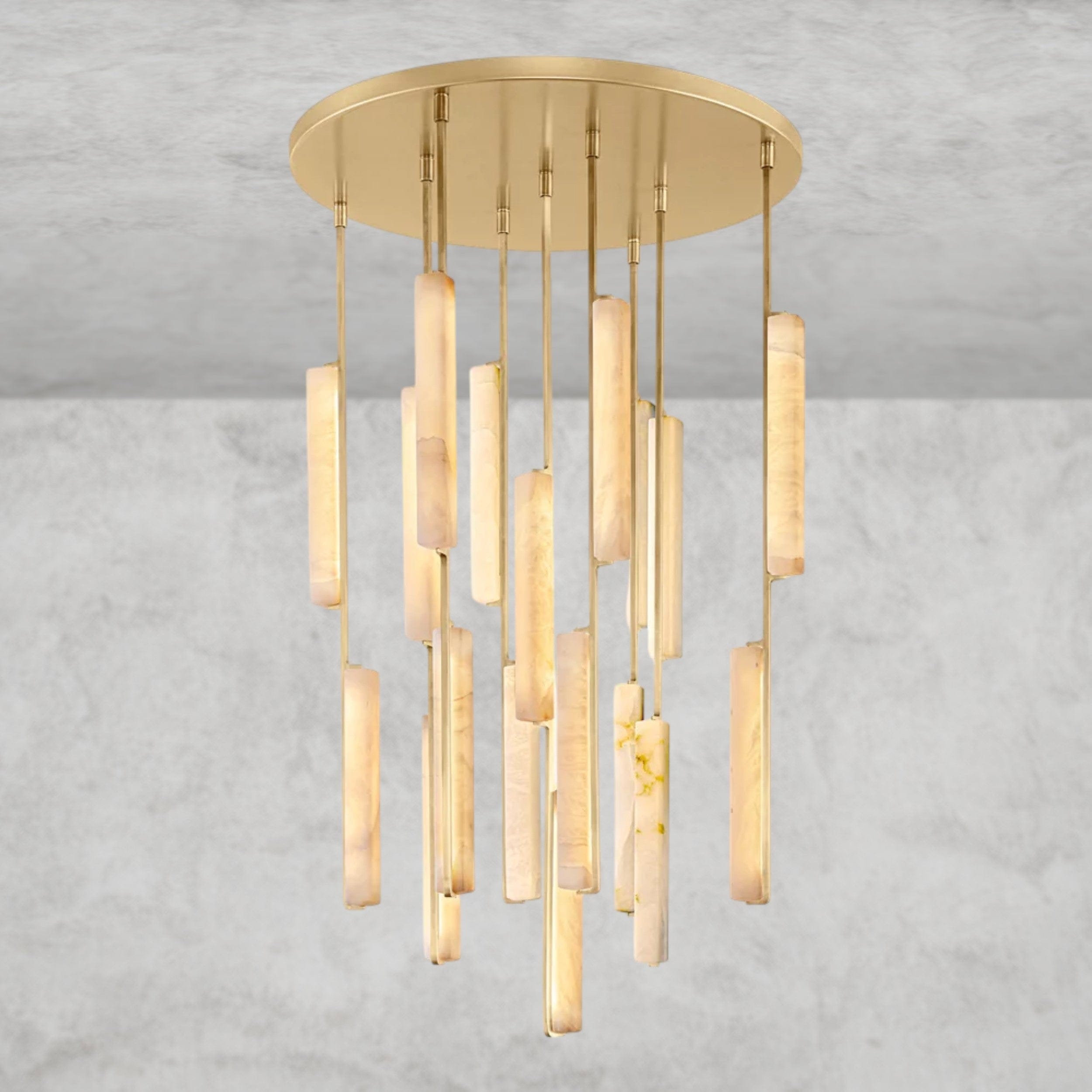 40" / Brass Audubon Alabaster Round Chandelier 24", 40", 56"