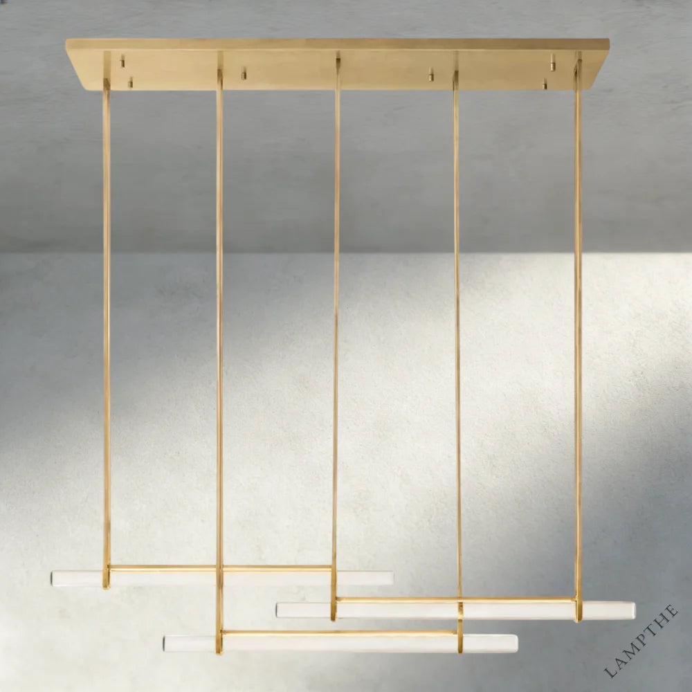 60" / Brass Audubon Crystal Triple Bar Linear Chandelier 60", 72"