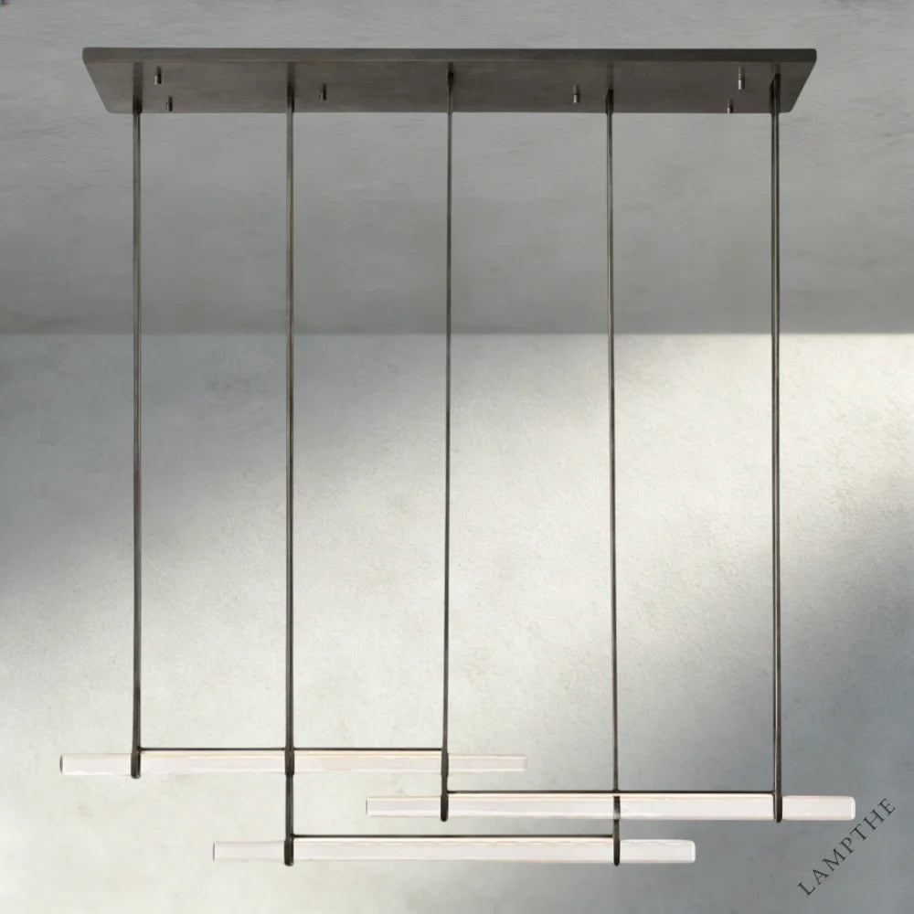 60" / Bronze Audubon Crystal Triple Bar Linear Chandelier 60", 72"