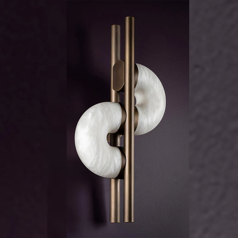 Bronze Alabaster Arc Wall Sconce