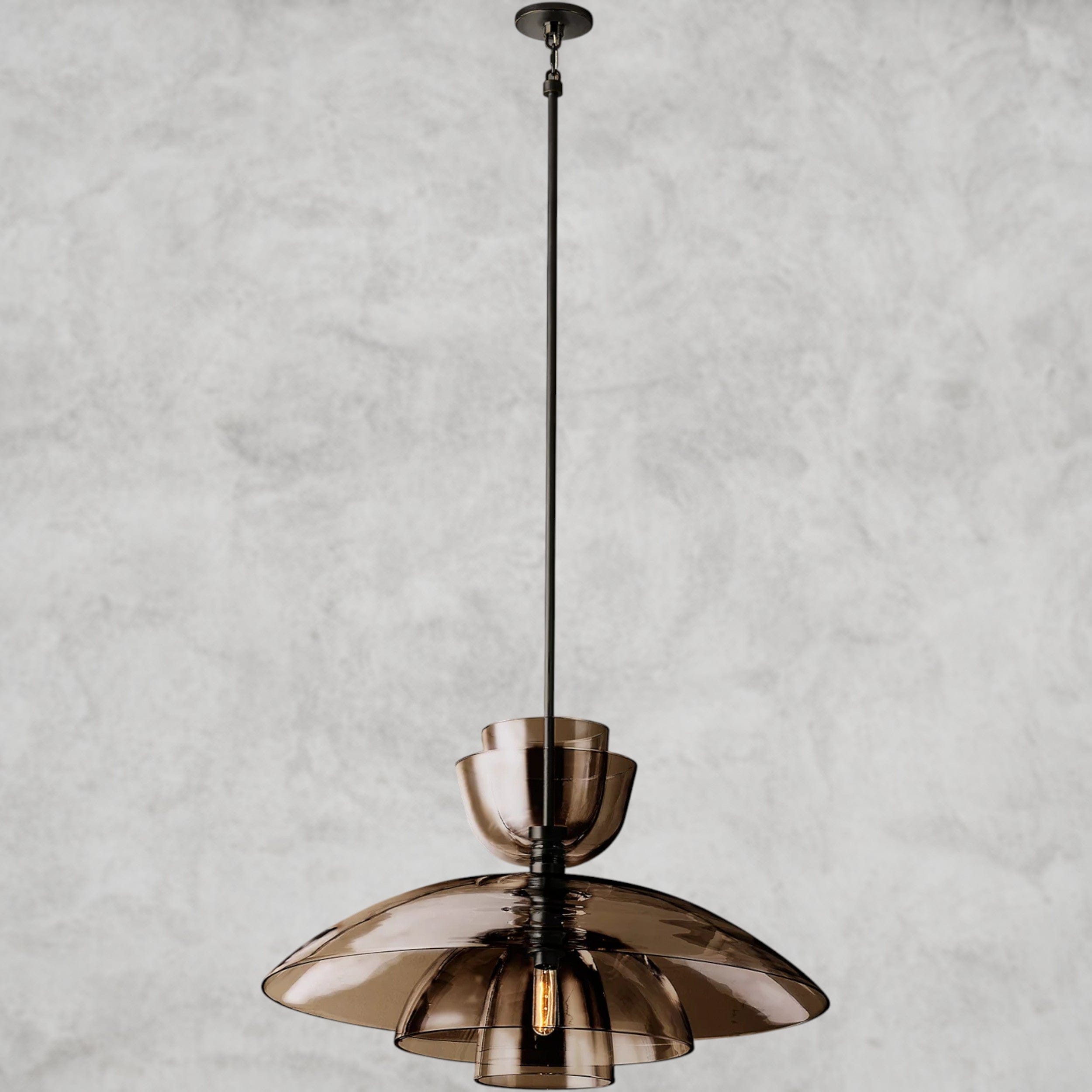 Bronze / Amber Glass Blom Cloche Grand Pendant