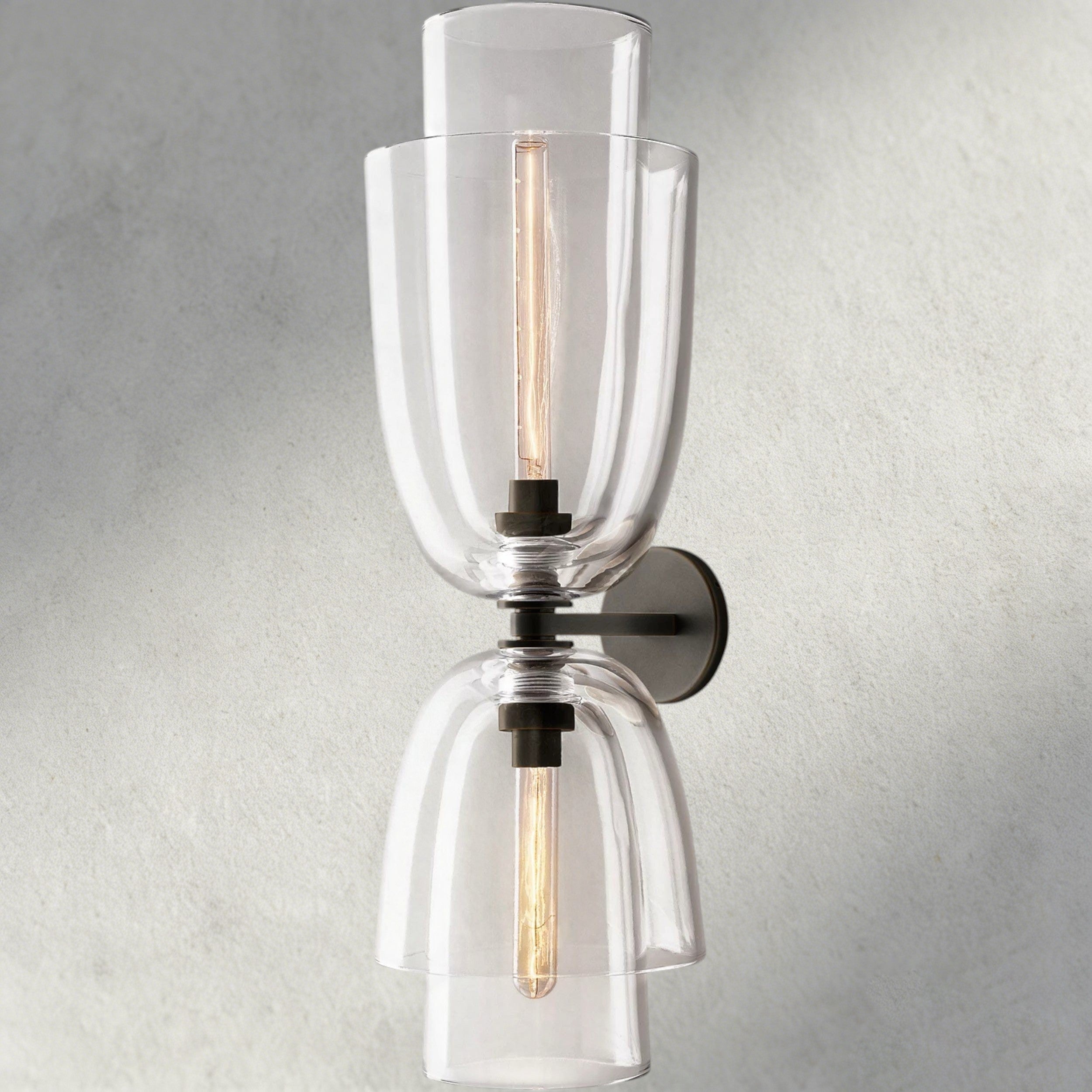 Bronze / Clear Glass Blom Glass Cloche Grand Sconce