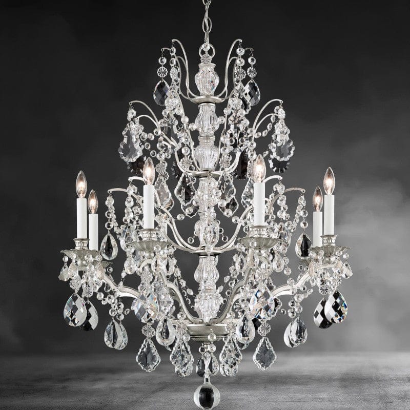 Antique Silver Bordeaux Crystal Chandelier 28"