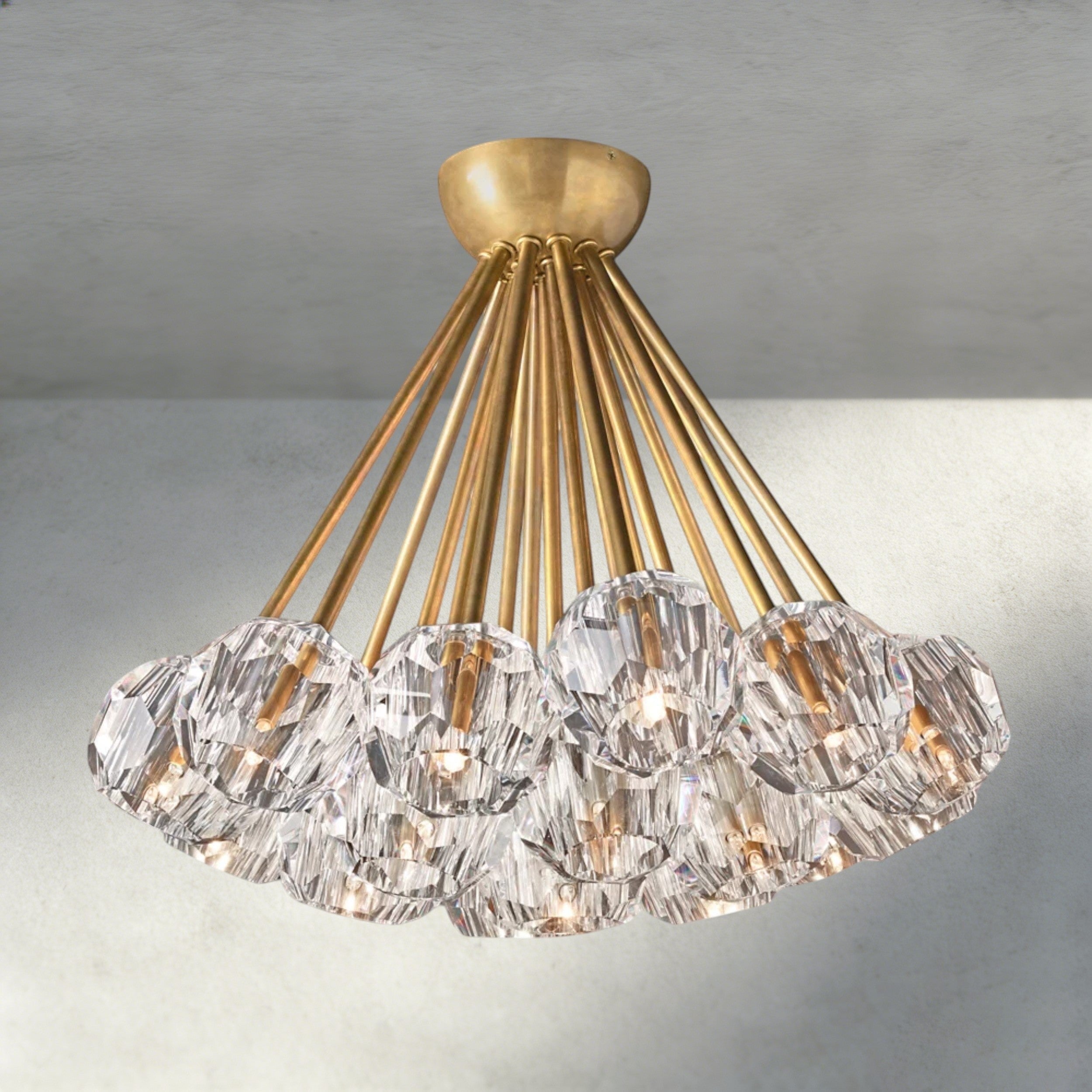 Clear / Brass Boule De Clear/ Smoke Cristal Flushmount 24"