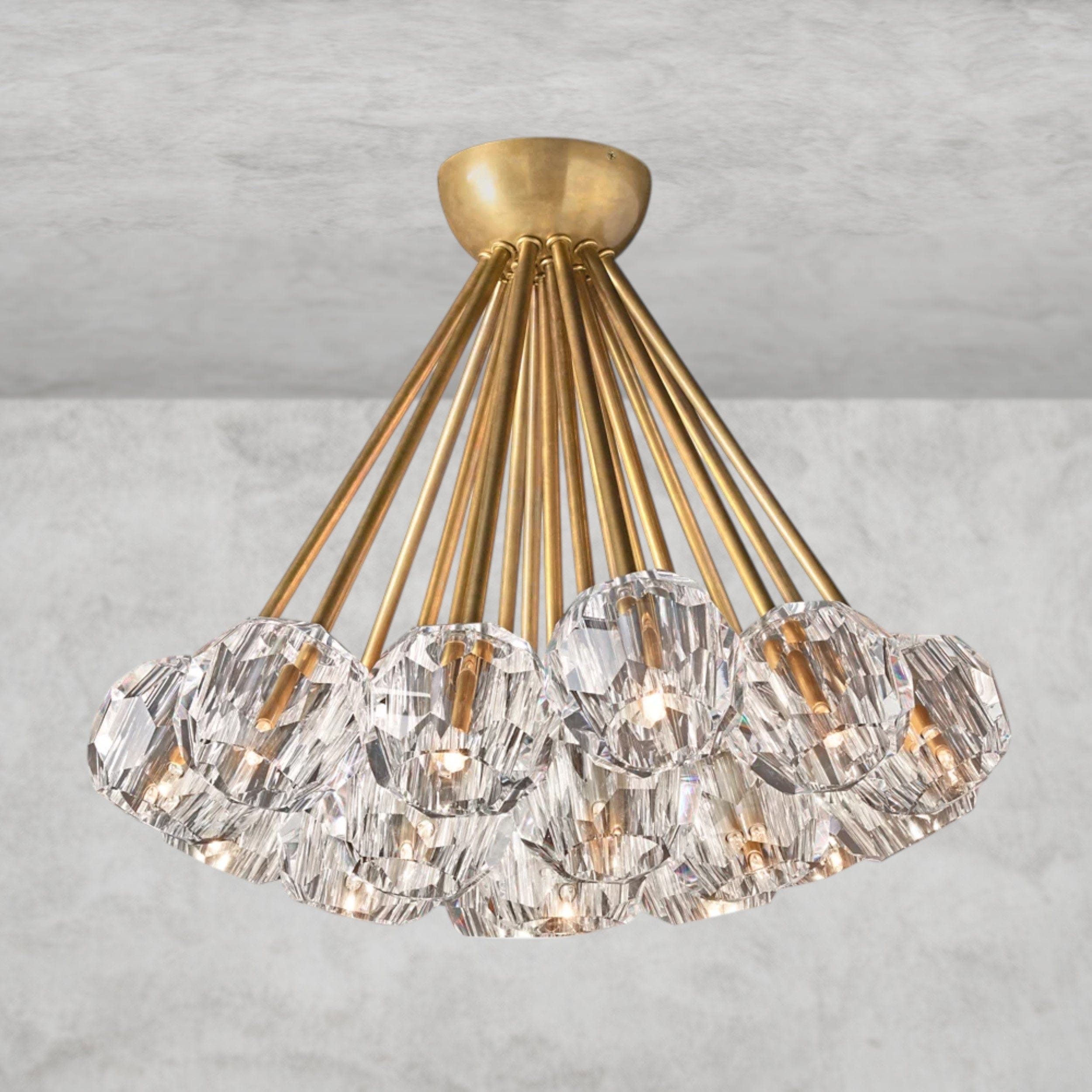 Clear / Brass Boule De Clear/ Smoke Cristal Flushmount 24"