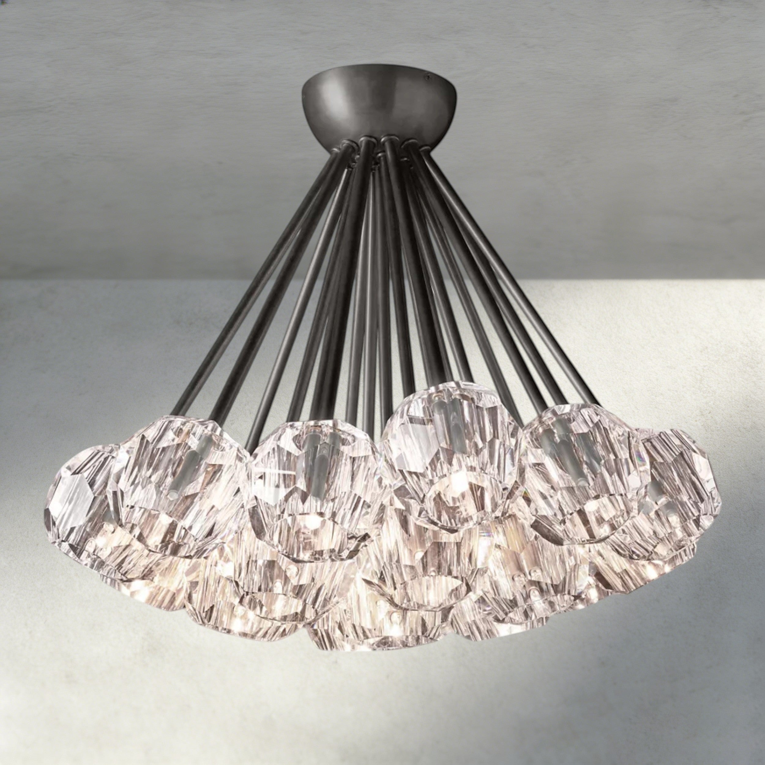 Clear / Bronze Boule De Clear/ Smoke Cristal Flushmount 24"