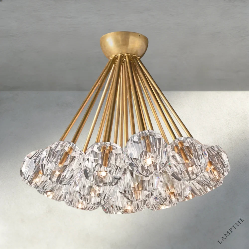 Clear / Brass Boule De Clear/ Smoke Cristal Flushmount 24"